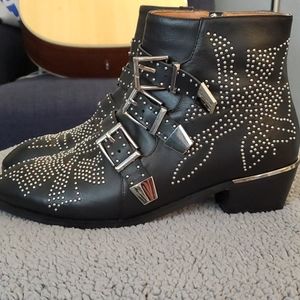 Studded leather booties